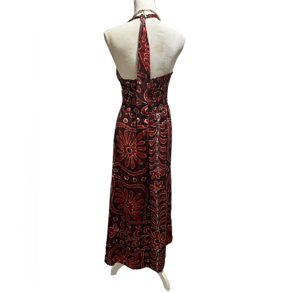 Uluwatu bohemian halter maxi dress | brown silky crochet dress | size medium - Picture 6 of 9